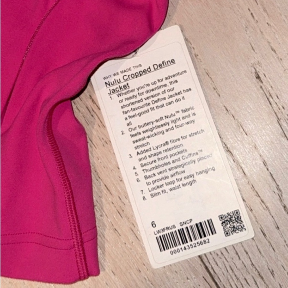 NWT Sold Out Lululemon Sonic Pink Cropped Define Jacket Size:6 - Picture 10 of 12
